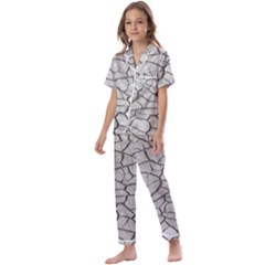 Texture Pattern Tile Kids  Satin Short Sleeve Pajamas Set