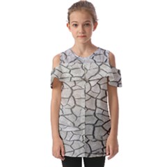 Texture Pattern Tile Fold Over Open Sleeve Top by artworkshop