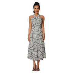 Texture Pattern Tile Sleeveless Cross Front Cocktail Midi Chiffon Dress by artworkshop