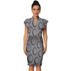 Texture Pattern Wallpaper Vintage Frill Sleeve V-neck Bodycon Dress by artworkshop