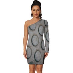 Texture Pattern Wallpaper Long Sleeve One Shoulder Mini Dress by artworkshop