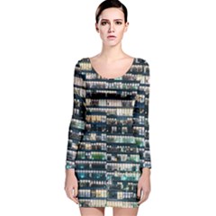 Texture Pattern Long Sleeve Velvet Bodycon Dress by artworkshop