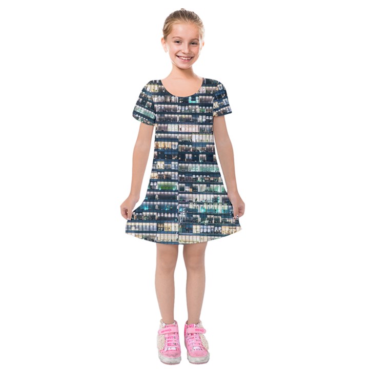 Texture Pattern Kids  Short Sleeve Velvet Dress