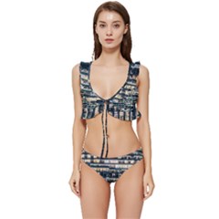 Texture Pattern Low Cut Ruffle Edge Bikini Set by artworkshop