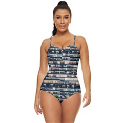 Texture Pattern Retro Full Coverage Swimsuit