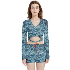 Texture Reef Pattern Velvet Wrap Crop Top And Shorts Set by artworkshop