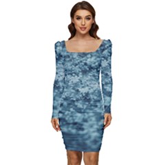 Texture Reef Pattern Women Long Sleeve Ruched Stretch Jersey Dress by artworkshop