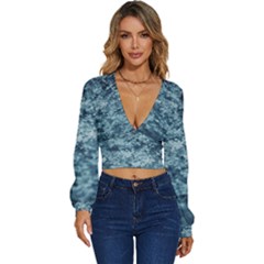 Texture Reef Pattern Long Sleeve Deep-v Velour Top by artworkshop