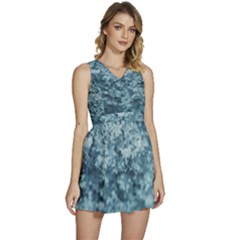 Texture Reef Pattern Sleeveless High Waist Mini Dress