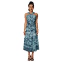 Texture Reef Pattern Sleeveless Cross Front Cocktail Midi Chiffon Dress View1