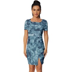 Texture Reef Pattern Fitted Knot Split End Bodycon Dress by artworkshop