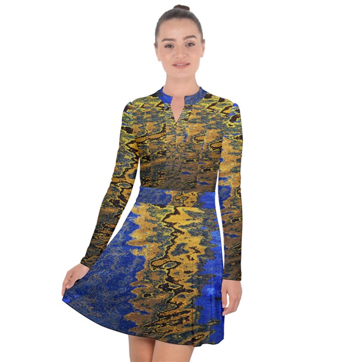 Texture Wallpaper Long Sleeve Panel Dress