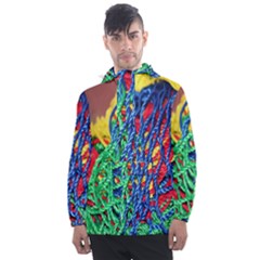 Thread Texture Pattern Men s Front Pocket Pullover Windbreaker by artworkshop