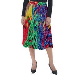 Thread Texture Pattern Classic Velour Midi Skirt  by artworkshop