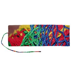 Thread Texture Pattern Roll Up Canvas Pencil Holder (m) by artworkshop