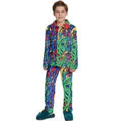 Thread Texture Pattern Kids  Long Sleeve Velvet Pajamas Set