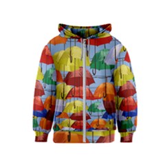 Umbrellas Colourful Kids  Zipper Hoodie by artworkshop