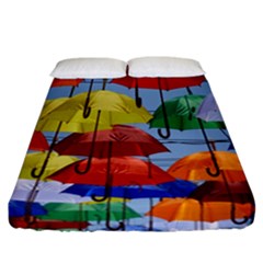 Umbrellas Colourful Fitted Sheet (california King Size) by artworkshop