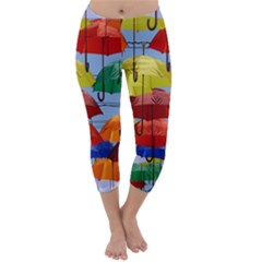 Umbrellas Colourful Capri Winter Leggings  by artworkshop