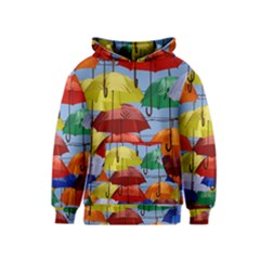 Umbrellas Colourful Kids  Pullover Hoodie by artworkshop