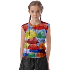 Umbrellas Colourful Kids  Raglan Cap Sleeve Tee by artworkshop