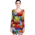 Umbrellas Colourful Long Sleeve Velvet Bodycon Dress View1