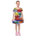 Umbrellas Colourful Kids  Short Sleeve Velvet Dress View1