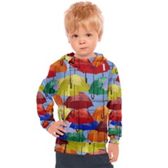 Umbrellas Colourful Kids  Hooded Pullover by artworkshop