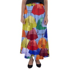 Umbrellas Colourful Flared Maxi Skirt by artworkshop