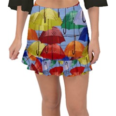 Umbrellas Colourful Fishtail Mini Chiffon Skirt by artworkshop