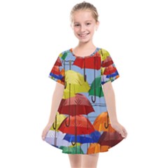 Umbrellas Colourful Kids  Smock Dress by artworkshop