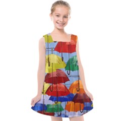 Umbrellas Colourful Kids  Cross Back Dress by artworkshop