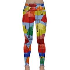 Umbrellas Colourful Lightweight Velour Classic Yoga Leggings by artworkshop