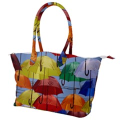 Umbrellas Colourful Canvas Shoulder Bag by artworkshop