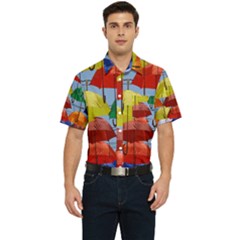 Umbrellas Colourful Men s Short Sleeve Pocket Shirt  by artworkshop