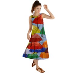 Umbrellas Colourful Summer Maxi Dress by artworkshop