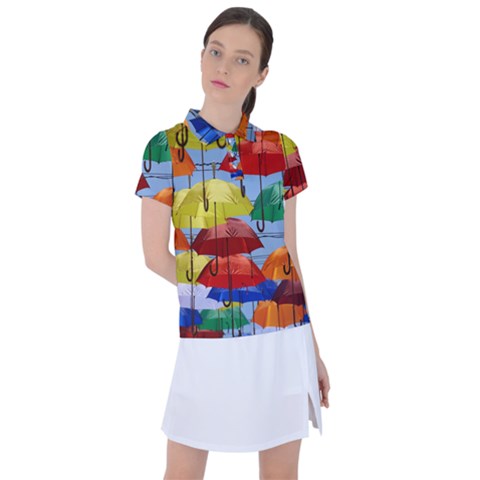 Umbrellas Colourful Women s Polo Tee by artworkshop