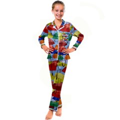 Umbrellas Colourful Kid s Satin Long Sleeve Pajamas Set by artworkshop