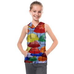 Umbrellas Colourful Kids  Sleeveless Hoodie by artworkshop