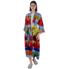 Umbrellas Colourful Maxi Satin Kimono by artworkshop