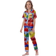 Umbrellas Colourful Kids  Satin Short Sleeve Pajamas Set by artworkshop