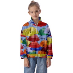 Umbrellas Colourful Kids  Half Zip Hoodie by artworkshop