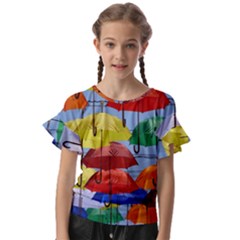 Umbrellas Colourful Kids  Cut Out Flutter Sleeves by artworkshop