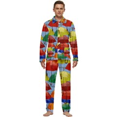 Umbrellas Colourful Men s Long Sleeve Velvet Pocket Pajamas Set by artworkshop