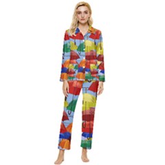 Umbrellas Colourful Womens  Long Sleeve Velvet Pocket Pajamas Set by artworkshop