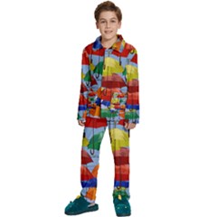 Umbrellas Colourful Kids  Long Sleeve Velvet Pajamas Set by artworkshop