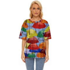 Umbrellas Colourful Oversized Basic Tee by artworkshop