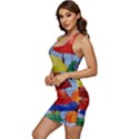 Umbrellas Colourful Sleeveless Wide Square Neckline Ruched Bodycon Dress View2