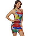 Umbrellas Colourful Sleeveless Wide Square Neckline Ruched Bodycon Dress View3