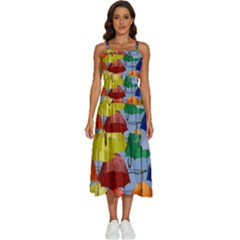 Umbrellas Colourful Sleeveless Shoulder Straps Boho Dress